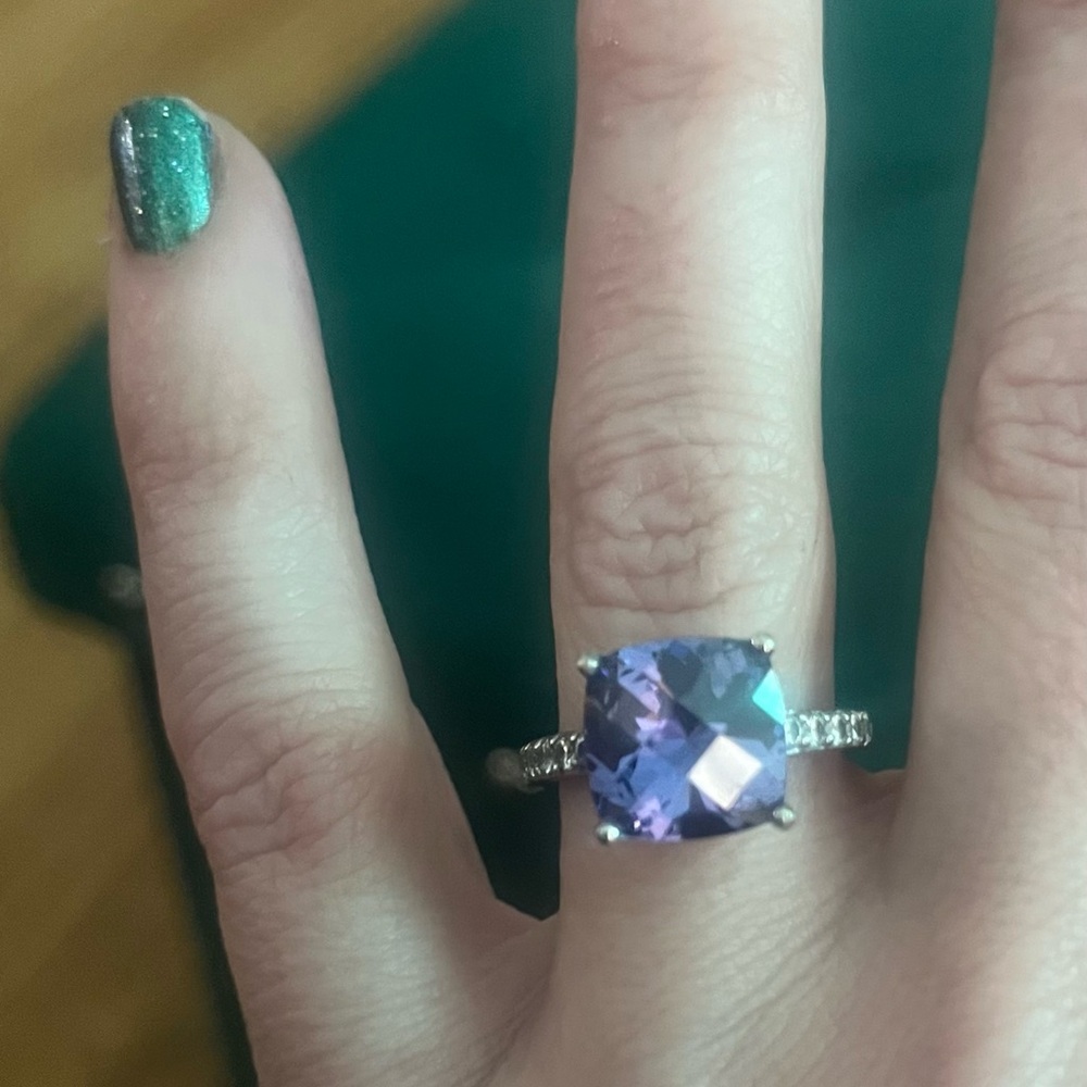Tacori Elegant Purple Tanzanite Color Cushion Cut Ring 7